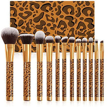 Load image into Gallery viewer, Docolor Makeup Brushes Leopard 12 Pieces Professional Makeup Brush Set Premium Synthetic Brushes Set Kabuki Foundation Blending Brush Face Powder Blush Concealers Eye Shadows Make Up Brushes Kit