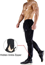 Load image into Gallery viewer, Mens Zip Joggers Pants - Casual Gym Workout Track Pants Comfortable Slim Fit Tapered Sweatpants with Pockets