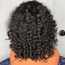 Load image into Gallery viewer, 200 Density Scalp Top Curly Full Machine Made Human Hair Wigs with Bangs Remy Brazilian Short Curly Wig For Women(16-22 inches)