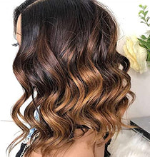 Load image into Gallery viewer, Derun 150% Density Highlight Short Wavy 13×6 Lace Front Wigs Human Hair Lace Frontal Wig 1B/30 Remy Hair for Women