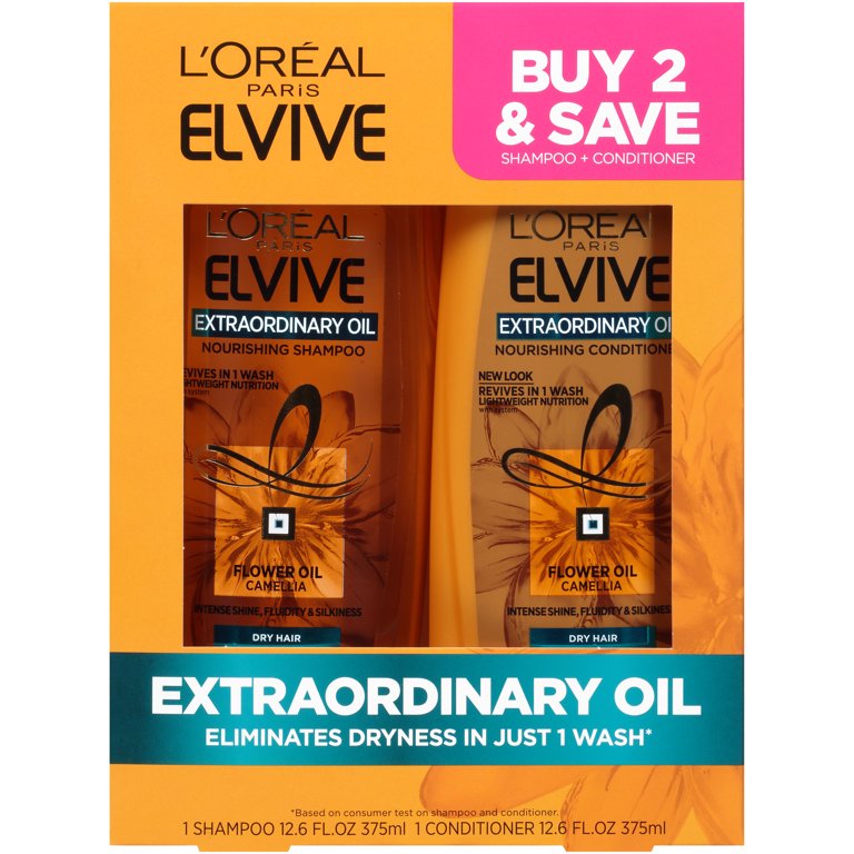 L'Oreal Paris Elvive Advanced Haircare Nourishing Daily Shampoo & Conditioner with Coconut Oil, Full Size Set, 2 Piece