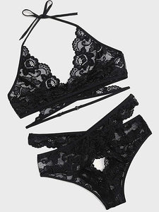 Donnalla Women Sexy Lingerie Set Two Piece Lace Bra and Panty Set Bralette Sleepwear
