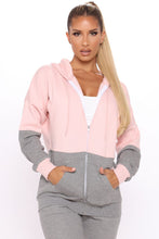 Load image into Gallery viewer, That Was Easy Zip Up Hoodie And Jogger Set - Pink/combo