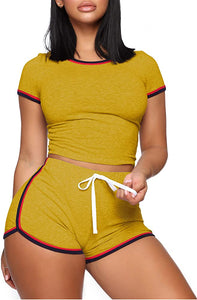 WIHOLL Womens Casual 2 Piece Short Sleeve Outfits Sets Summer Sexy Active Tracksuits