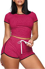 Load image into Gallery viewer, WIHOLL Womens Casual 2 Piece Short Sleeve Outfits Sets Summer Sexy Active Tracksuits
