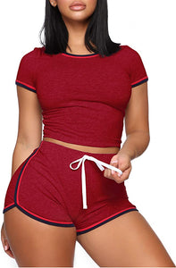 WIHOLL Womens Casual 2 Piece Short Sleeve Outfits Sets Summer Sexy Active Tracksuits