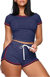 WIHOLL Womens Casual 2 Piece Short Sleeve Outfits Sets Summer Sexy Active Tracksuits