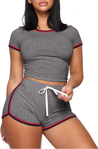 WIHOLL Womens Casual 2 Piece Short Sleeve Outfits Sets Summer Sexy Active Tracksuits