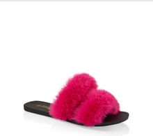 Load image into Gallery viewer, Double Faux Fur Strap Slide Sandals