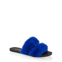 Load image into Gallery viewer, Double Faux Fur Strap Slide Sandals