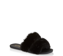 Load image into Gallery viewer, Double Faux Fur Strap Slide Sandals