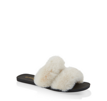Load image into Gallery viewer, Double Faux Fur Strap Slide Sandals