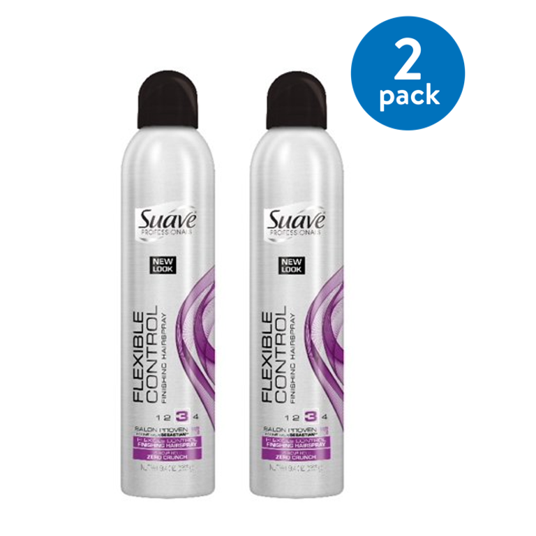 (2 Pack) Suave Professionals Flexible Control Finishing Hair Spray, 9.4 oz