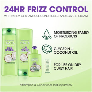 Garnier Fructis Curl Nourish Leave-in Conditioner with Coconut Oil, 10.2 fl oz