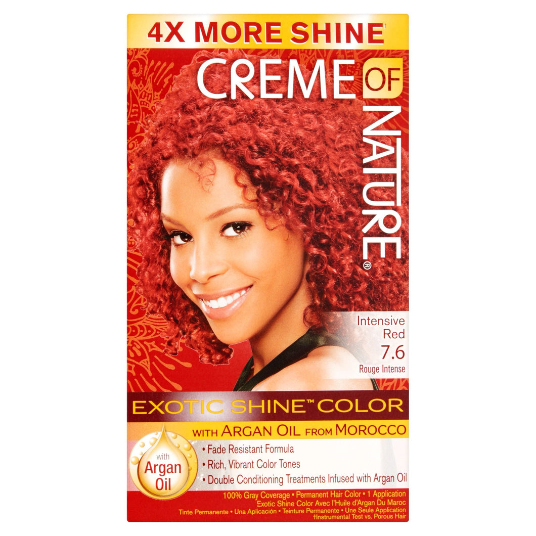 (2 pack) Creme of Nature Exotic Shine Color Intensive Red 7.6 Permanent Hair Color, 1 application